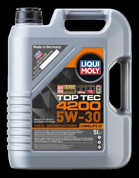 LIQUI MOLY TOP TEC 4200 5W30 Motoröl NEW GENERATION 5L 3707 504.00 507.00 LL-04
