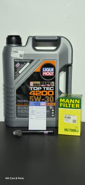 LIQUI MOLY 3707 TOP TEC 4200 5W30 5 Liter NEW GEN MANN Ölfilter VAG 1.6 2.0 HU7008Z