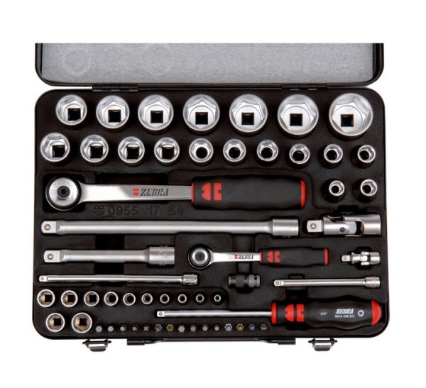 Würth Steckschlüsselsatz Zebra Steckschlüssel 56-teilig 1/4 1/2 Zoll 09651756