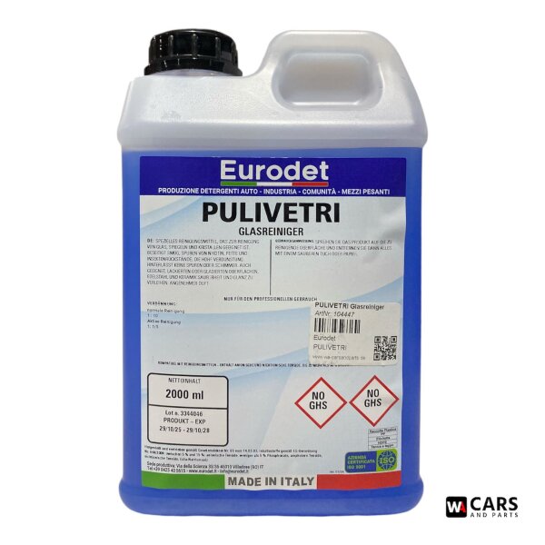 Eurodet Pulivetri Glasreiniger Konzentrat 2000 ml – Kraftvoller Profi-Glanz für strahlend klare Glas- & Spiegelflächen