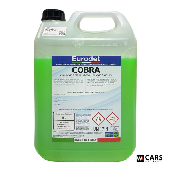 Eurodet COBRA Schaumwaschmittel Konzentrat 5 kg – Starkes Profi-Autoshampoo für Schaumlanzen & Waschanlagen