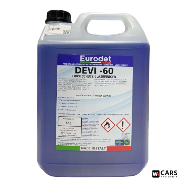 Eurodet DEVI-60 Frostschutz-Glasreiniger Konzentrat 5 kg – Extremwinter-Scheibenreiniger bis –60°C
