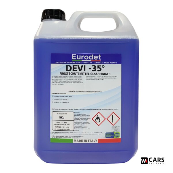 Eurodet DEVI-35° Frostschutz-Glasreiniger Konzentrat 5 kg – Profi-Winterreiniger für klare Scheiben bis –35°C