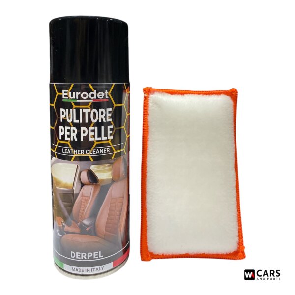 Eurodet Leather Cleaner Set – 1× Derpel Lederreiniger + Premium Mikrofaser-Wolle Pad – Tiefenreinigung & Pflege für Autoleder