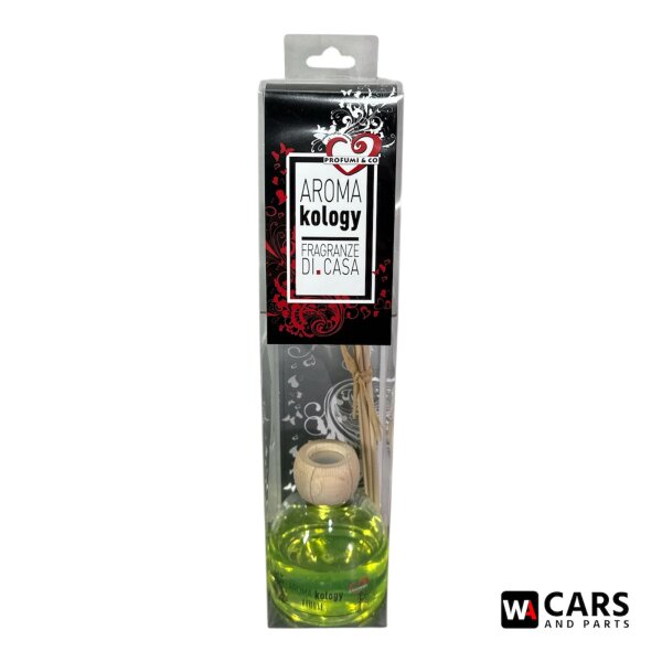 Aromakology Raumduft Diffuser Limone – Frischer Zitronenduft für Auto & Zuhause, stilvoller Duftspender mit Holzstäbchen