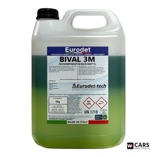 Eurodet BIVAL 3M Zweikomponenten-Waschmittel 5kg – Hochalkalischer Vorreiniger für PKW, LKW & Nutzfahrzeuge – Profi Autowäsche Konzentrat Made in Italy