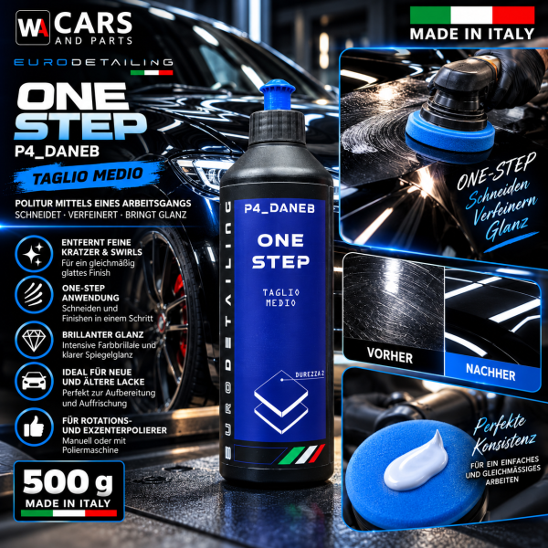 EURODETAILING P4_DANEB ONE STEP 500 g – One-Step Politur | Medium Cut | Lackkorrektur & Hochglanz-Finish