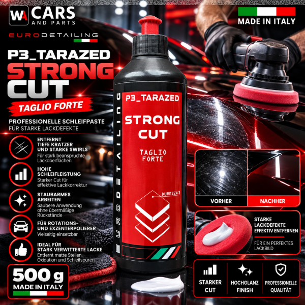 EURODETAILING P3_TARAZED STRONG CUT 500 g – Hochleistungs-Schleifpolitur | Strong Cut | Lackkorrektur