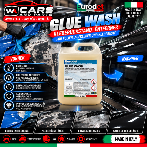EURODET GLUE WASH 5 kg – Kleberückstand-Entferner | Klebstoffentferner für harte Oberflächen | Made in Italy